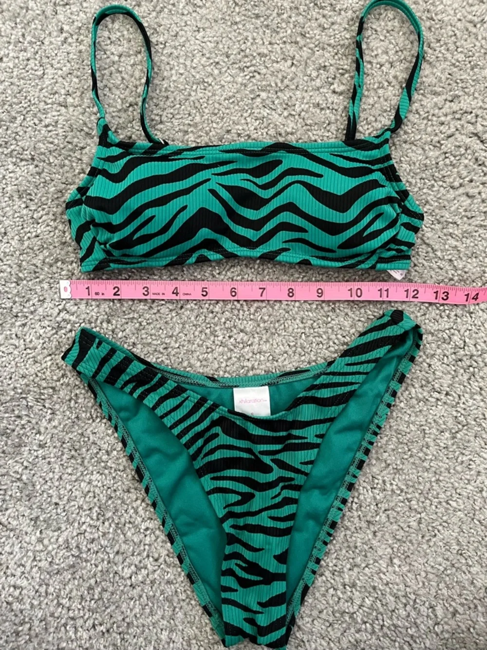 Xhilaration Green and Black Ribbed Bikini Set